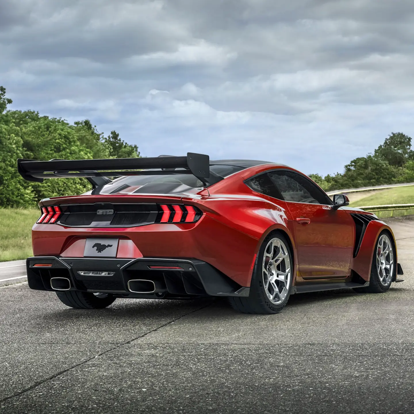 A shot of the 2025 Ford Mustang GTD from the rear right side