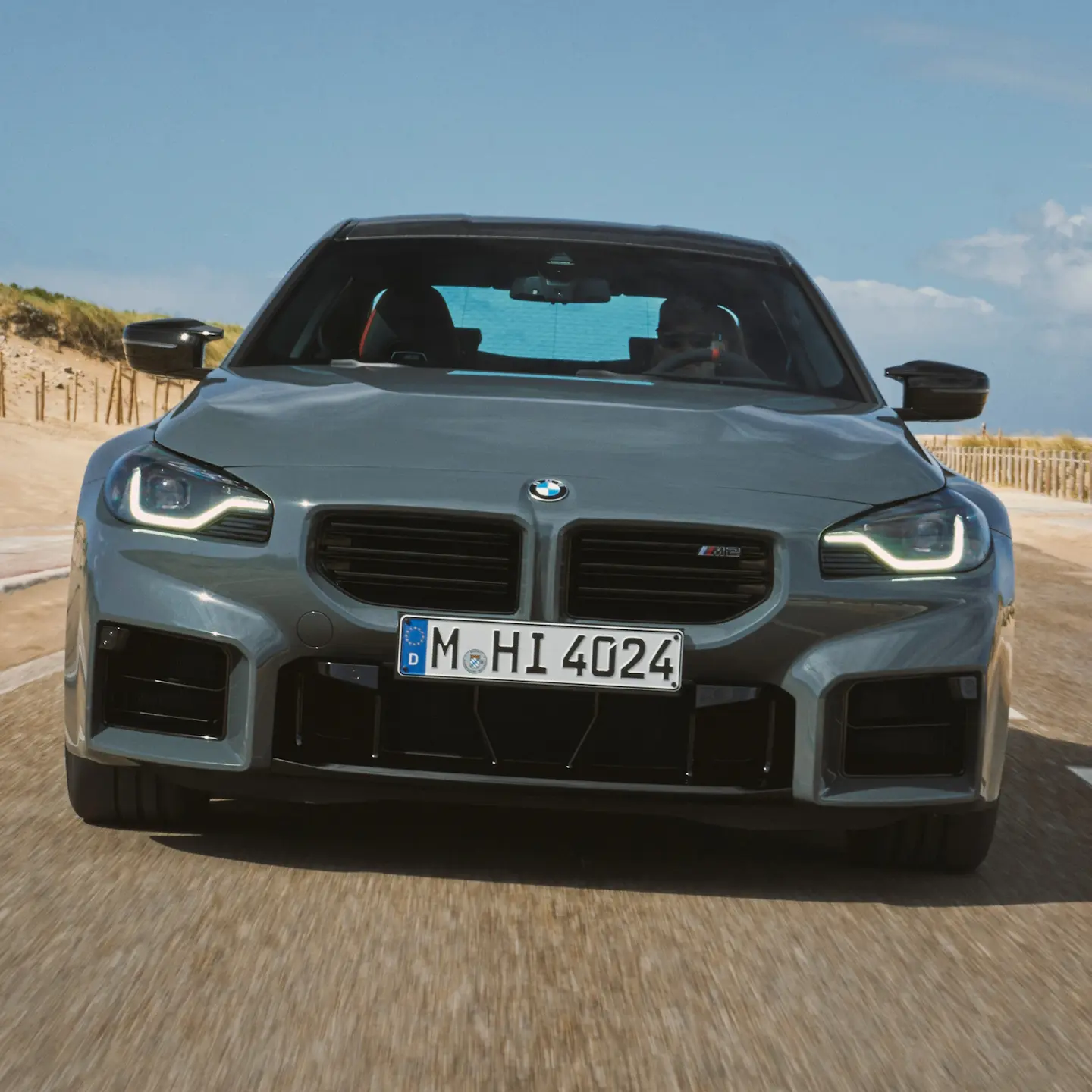 Front View of BMW M2 2025 on the road