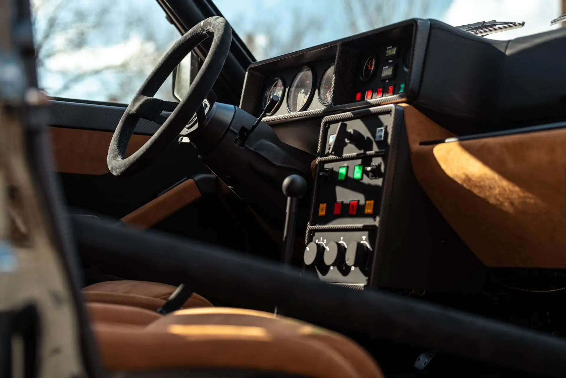 Sunlight view of Dashboard, Switches, and Knobs