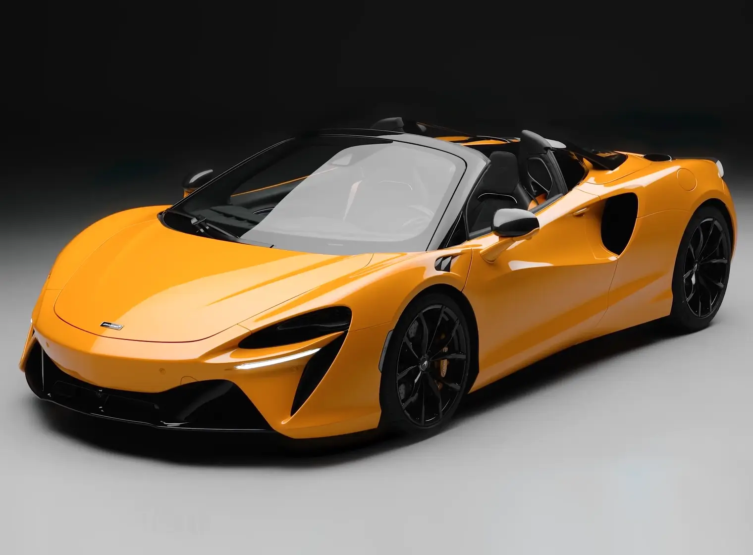 Left Front View of an Orange McLaren Artura Spider