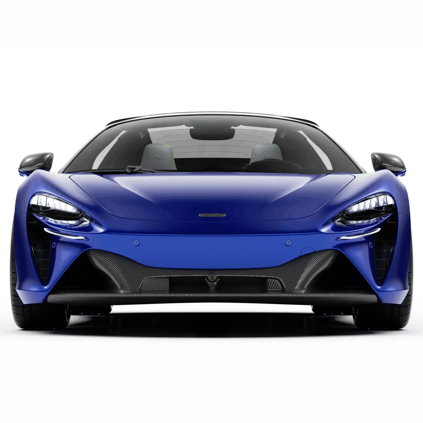 Front View of a Blue McLaren Artura Spider