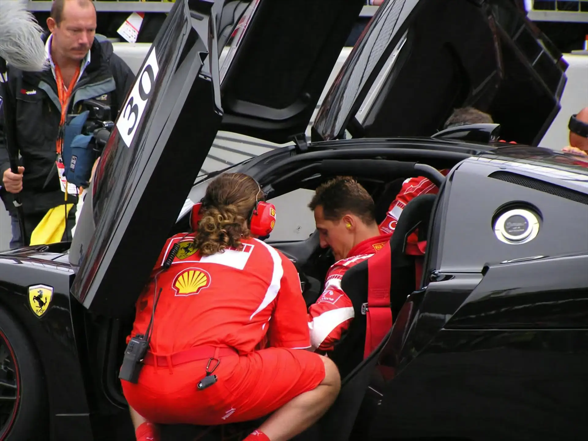 Schumi seated in his Ferrari FXX