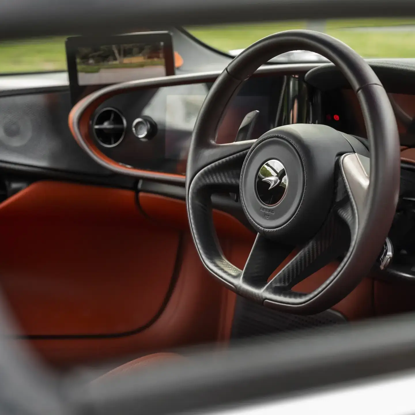 McLaren Speedtail interior view of steering wheel