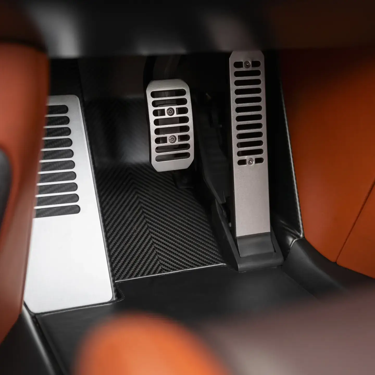 McLaren Speedtail interior view of pedals and foot rest